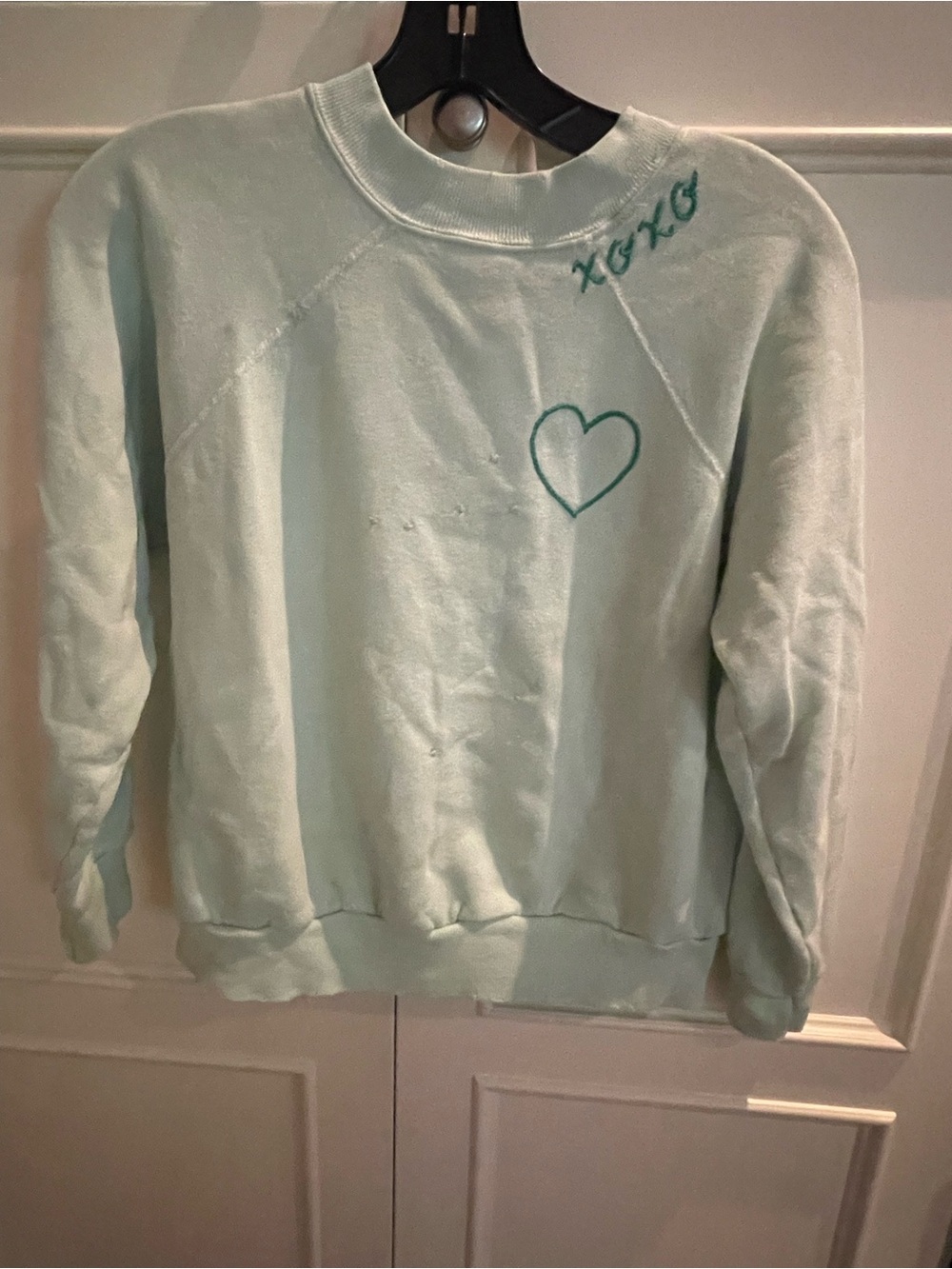 Wildfox Couture Mint Green XOXO Heart Sweatshirt My Boyfriend’s Sweater